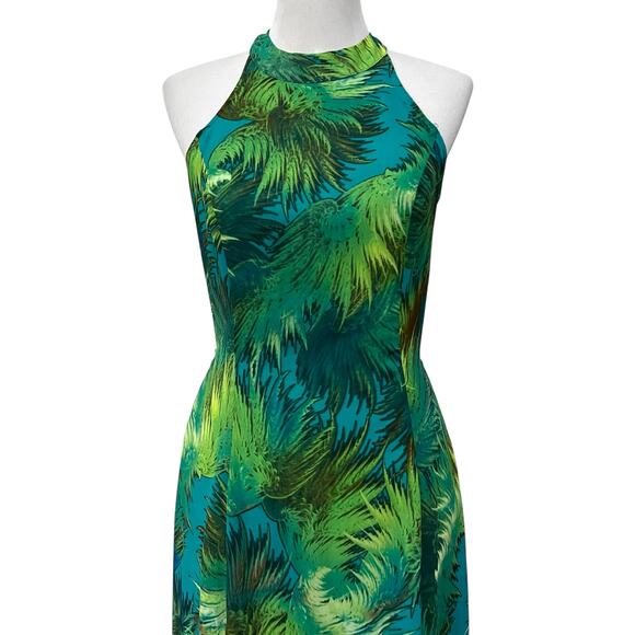 Lulu’s Dress Tropic of Discussion Green Tropical Print Maxi Open Back Size L - Picture 6 of 14